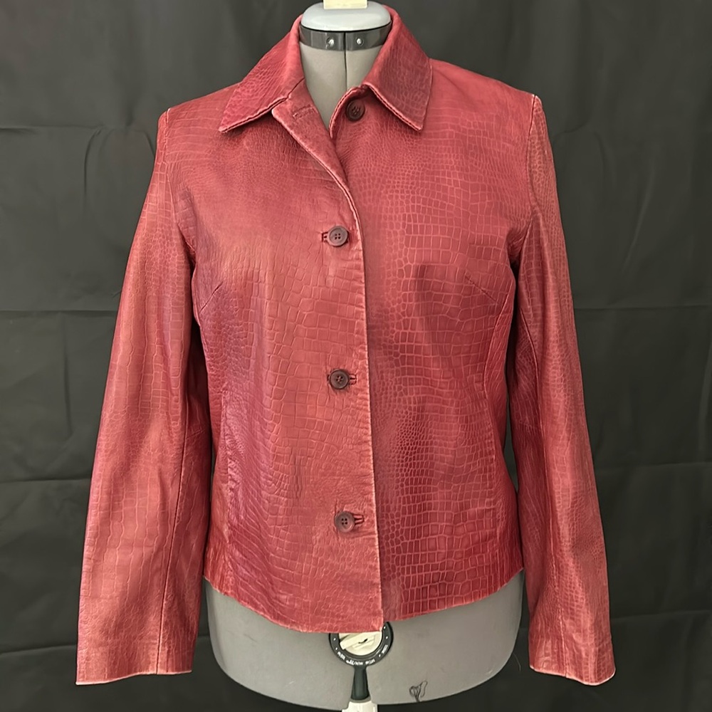 Red faux gator skin jacket